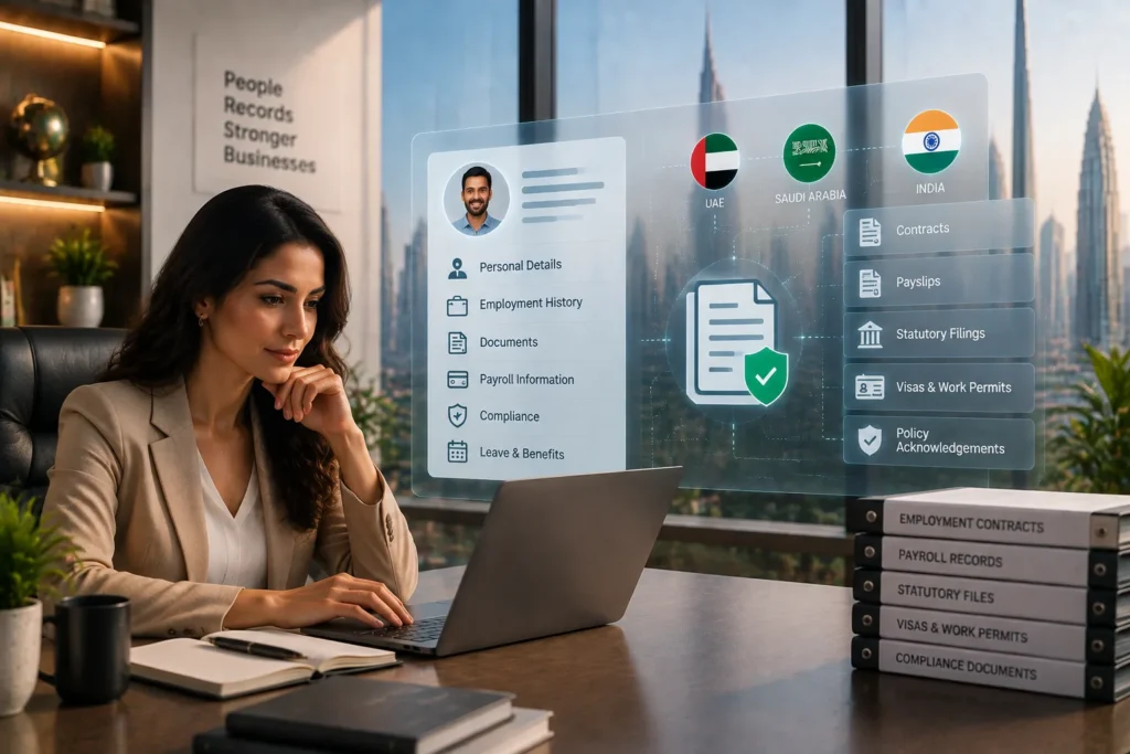 Employee record system for compliant HR document retention across UAE, Saudi Arabia and India